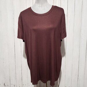 Maurices 24/7 Tunic Top Tee XXL Brown Shimmer Indie Comfy Glam Mod Punk 90s
